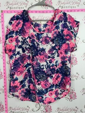 Poetry tshirt neon Pink & Navy Floral Short Sleeve Tee